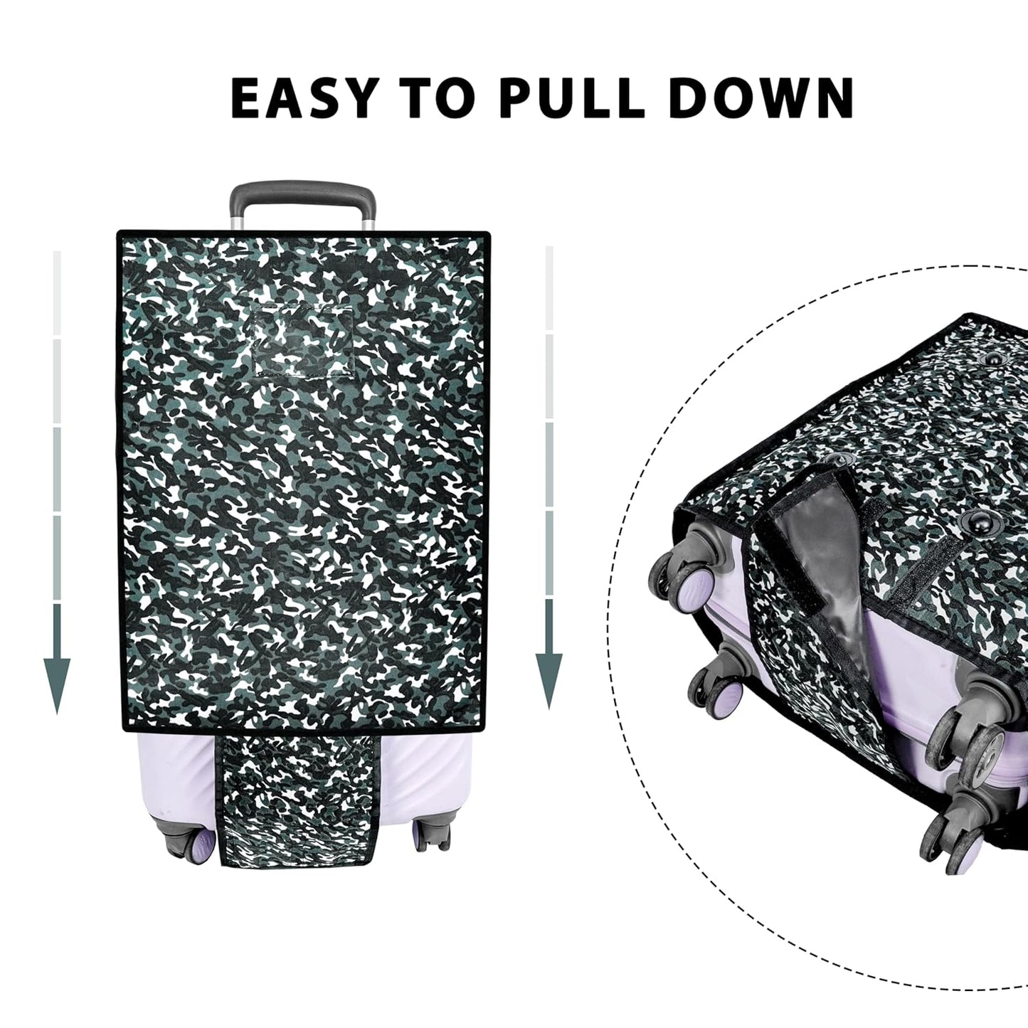Storite Combo of 3 Zippered Military Print Trolley Bag Cover/Suitcase Bag Cover/Waterproof Dustproof Luggage Bag Cover with Transparent ID Pocket for Luggage Bags (28 inch, 24 inch, 20inch - Grey)