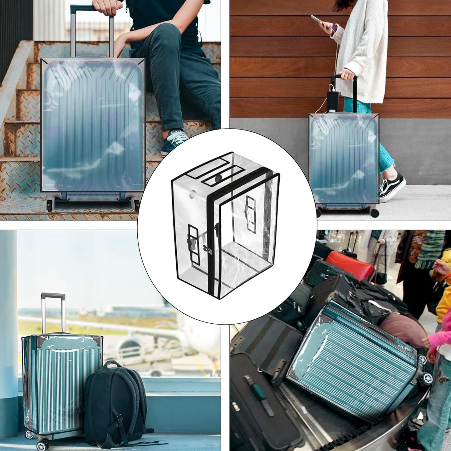 Storite Combo Pack of 3 Zippered Clear PVC Suitcase Covers Protectors,Waterproof Dustproof Suitcase Covers Case for Wheeled Luggage Trolley Protective Covers (28 inch, 24 inch, 20inch)