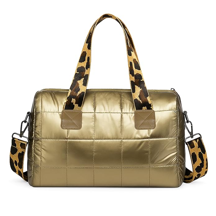 Storite Crossbody Bag, Puffy Purses Top Handle Handbags, Puffer Shoulder Bag for Women - Gold