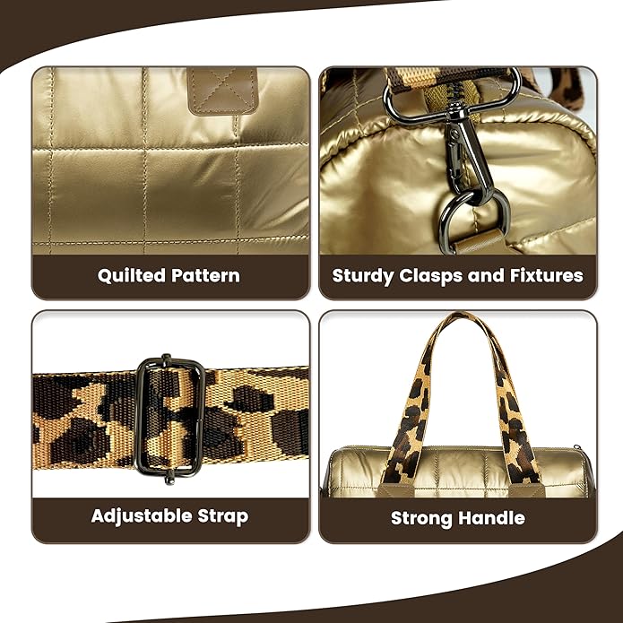 Storite Crossbody Bag, Puffy Purses Top Handle Handbags, Puffer Shoulder Bag for Women - Gold