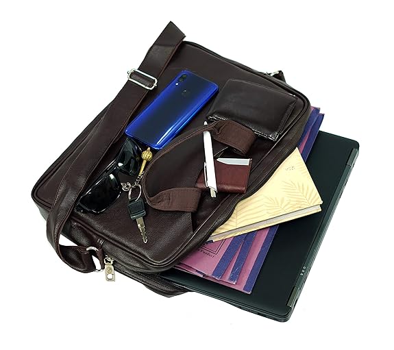 Storite PU Leather Expanded 14 Inch Laptop Shoulder Messenger Sling Office Business Travel Bag for Men & Women