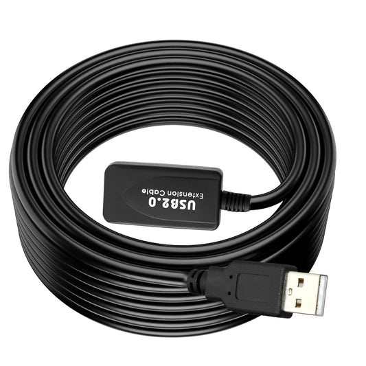 Storite 10 M Active USB 2.0 Male to Female Active Extension/Repeater Cable, Data Transfer Cord Compatible with Printer, Camera, Webcam - Black