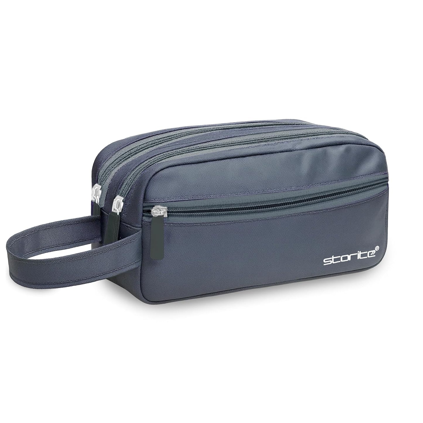 Storite Polyester Multi-Pocket Toiletry Bag for Men & Women, Travel Pouch for Toiletries Shaving Kit & Cosmetics, Water Resistance Pouch, Organizer Travel Pouch for Make Up (1Pk-Blue)