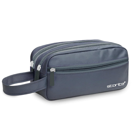 Storite Polyester Multi-Pocket Toiletry Bag for Men & Women, Travel Pouch for Toiletries Shaving Kit & Cosmetics, Water Resistance Pouch, Organizer Travel Pouch for Make Up (1Pk-Blue)