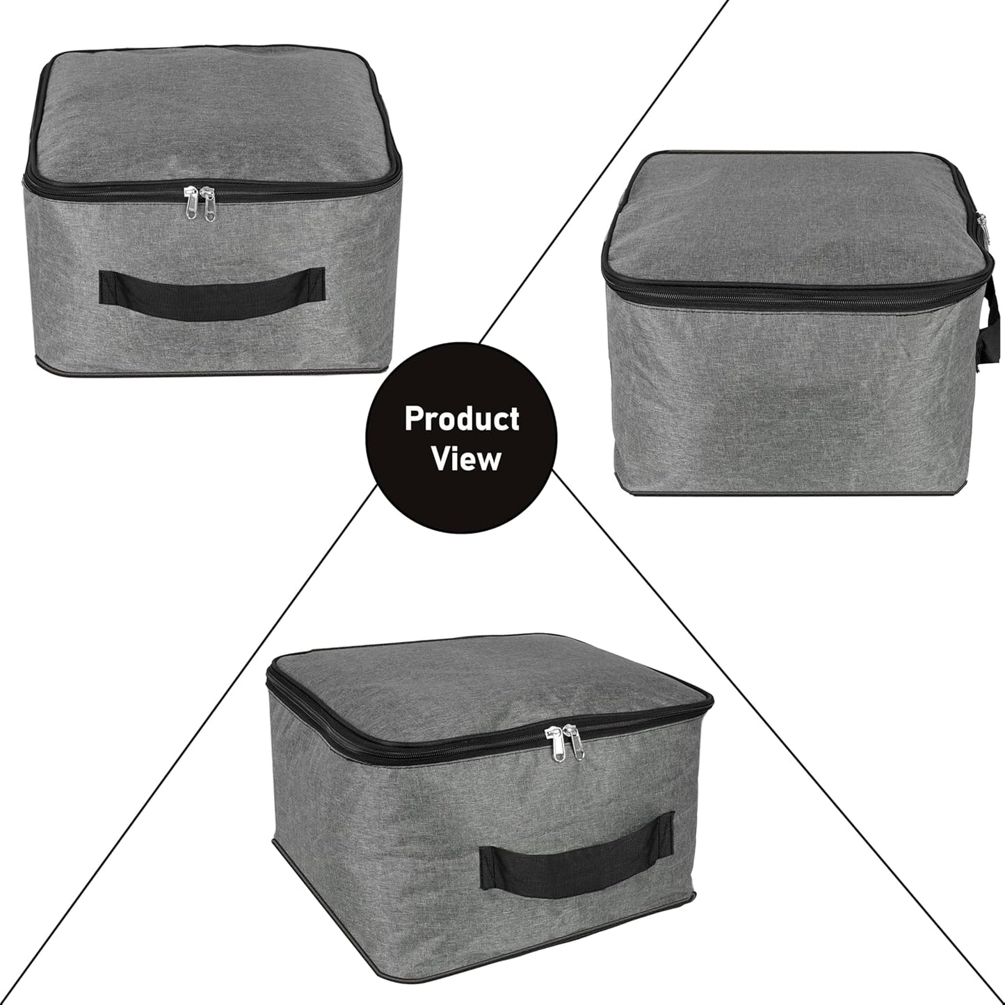 Storite 2 Pack Nylon Wardrobe Bag Underbed Moisture Proof Cloth Storage Organizer, Storage box for Clothes Saree Bags with Zippered Closure & Handle (Grey, 40x35x23 cm)