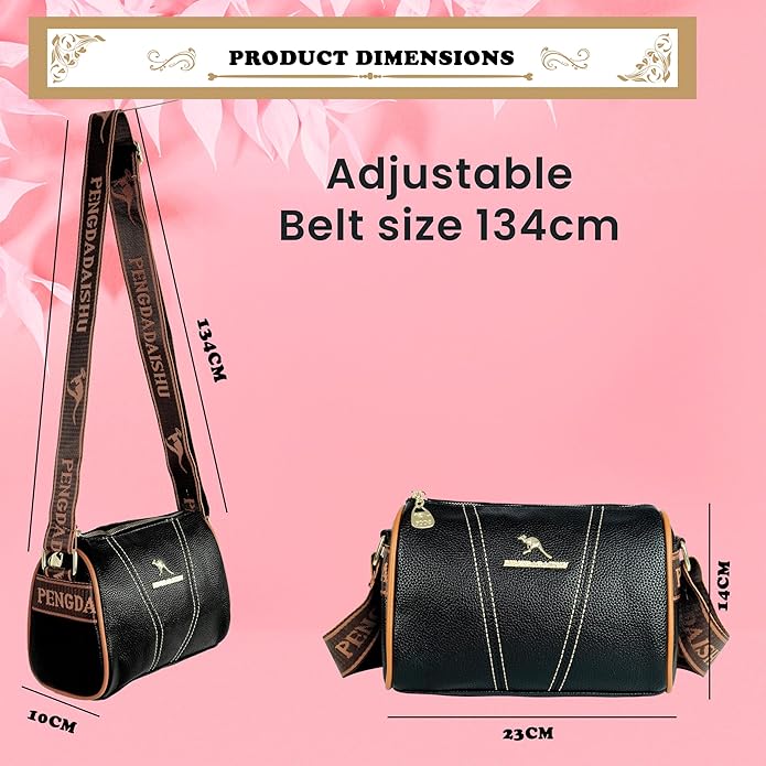Storite Small Leathe Crossbody Tote Handbag for Women – Stylish, Spacious & Versatile with Adjustable Strap and Zip Closure, Perfect for Work & Travel - Black