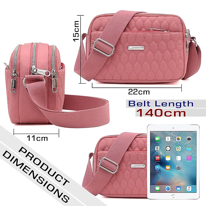 Storite Women's Lightweight Crossbody Small Shoulder Bag Cell Phone Purses, Faux Leather Sling Type Bag With Adjustable Strap - (Pink,22x11x15 Cm)