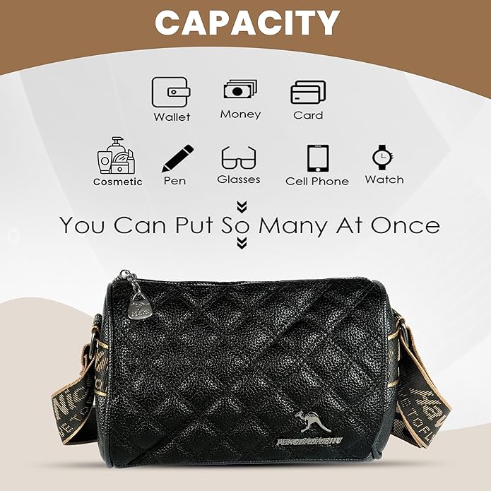 Storite Small PU Leather Women Tote Bag, Stone Pattern fashionable & Party Sling Bag, Shoulder Crossbody Bag with Adjustable Strap-Black