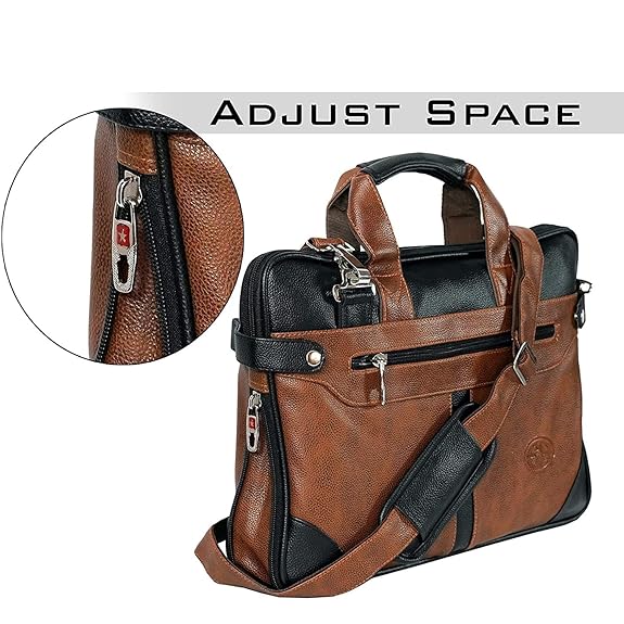 Storite Mystic Unisex Adult Men's Laptop Bag 15.6 inch Side Shoulder Briefcase Satchel Messenger Business Bags for Men & Women Front Pocket for Laptop Accessories (Brown)
