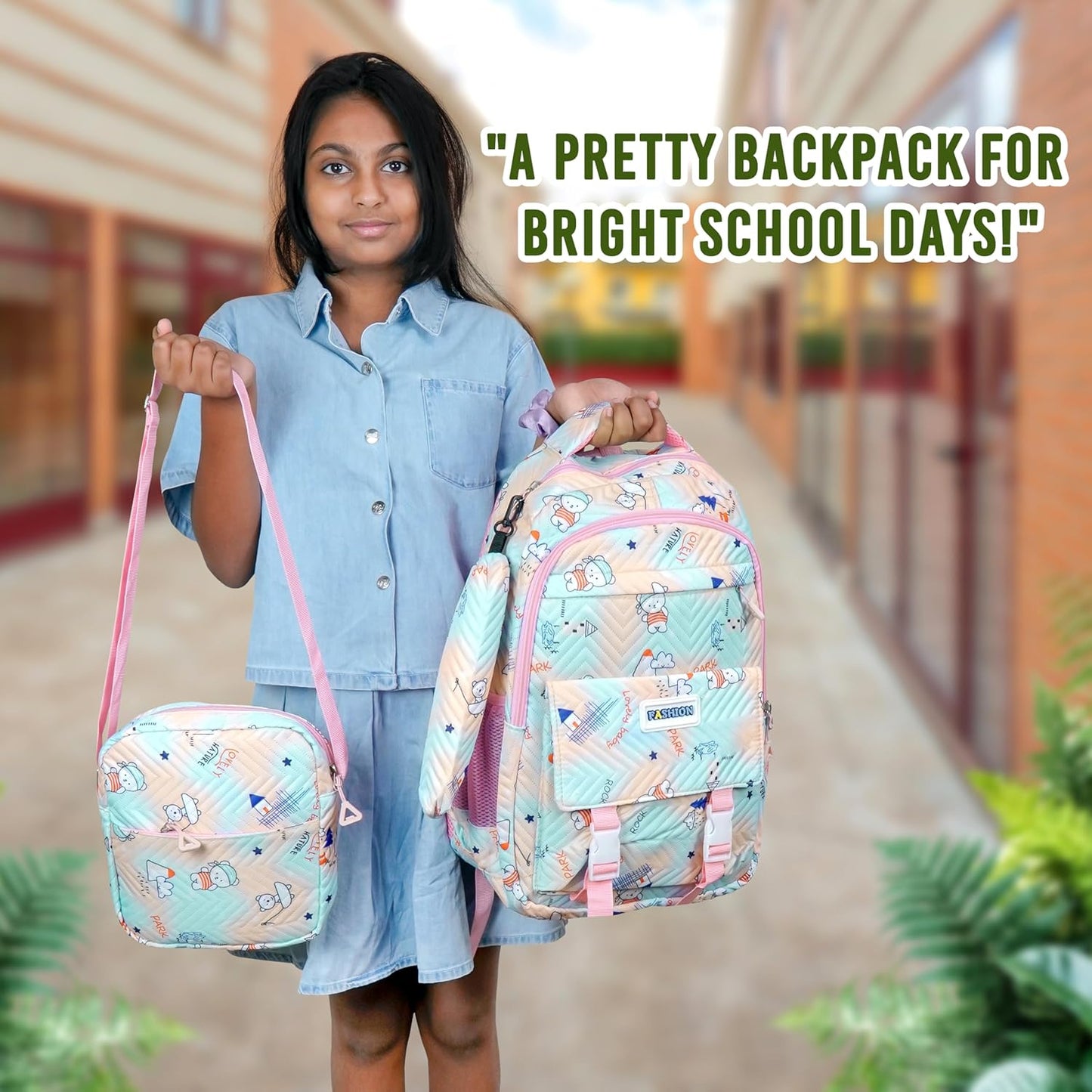 Storite 3 in 1 Combo Backpack for Kids Girls Stylish Durable Water-Resistant Backpack Shoulder School Bags Great for Birthdays Gifts