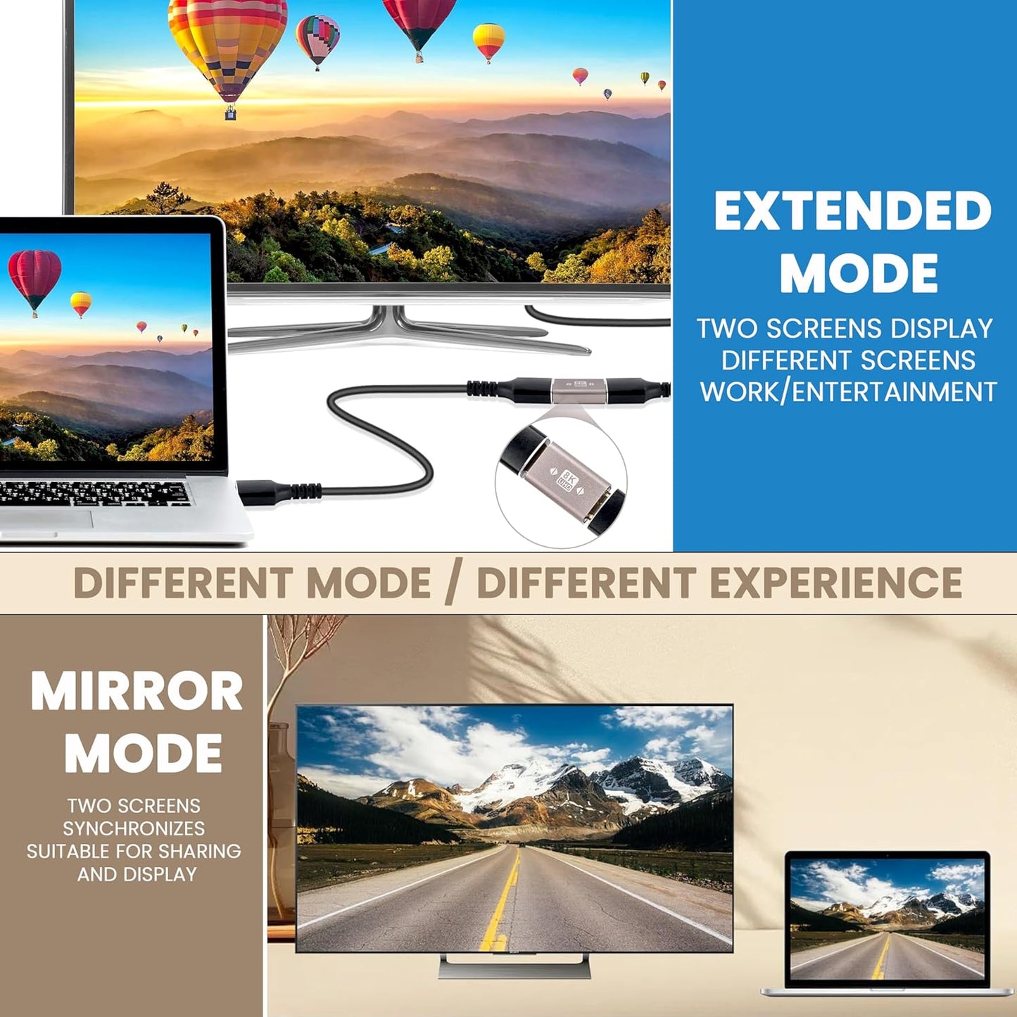 Storite 8K HDMI Coupler - Female to Female Adapter, 3D 8K@60Hz 4K@144Hz HDMI 2.1 Connector, HDMI Extender, Compatible with HDTV, Laptop, Monitor, Projector, Gaming Console