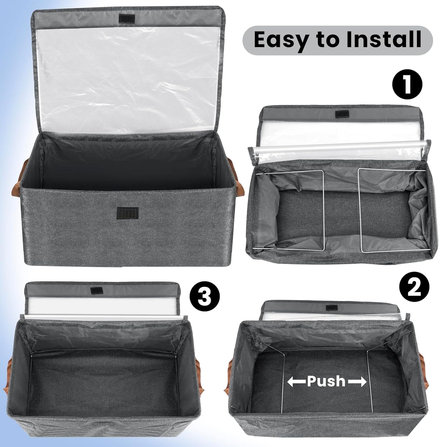Storite 2 Pack 23.5 L Storage Bins with Lids, Transparent Lids Window Fabric Storage Boxes, Foldable Storage Baskets with Handles, closet organizers and storage bins for Clothes (46x27x19cm)