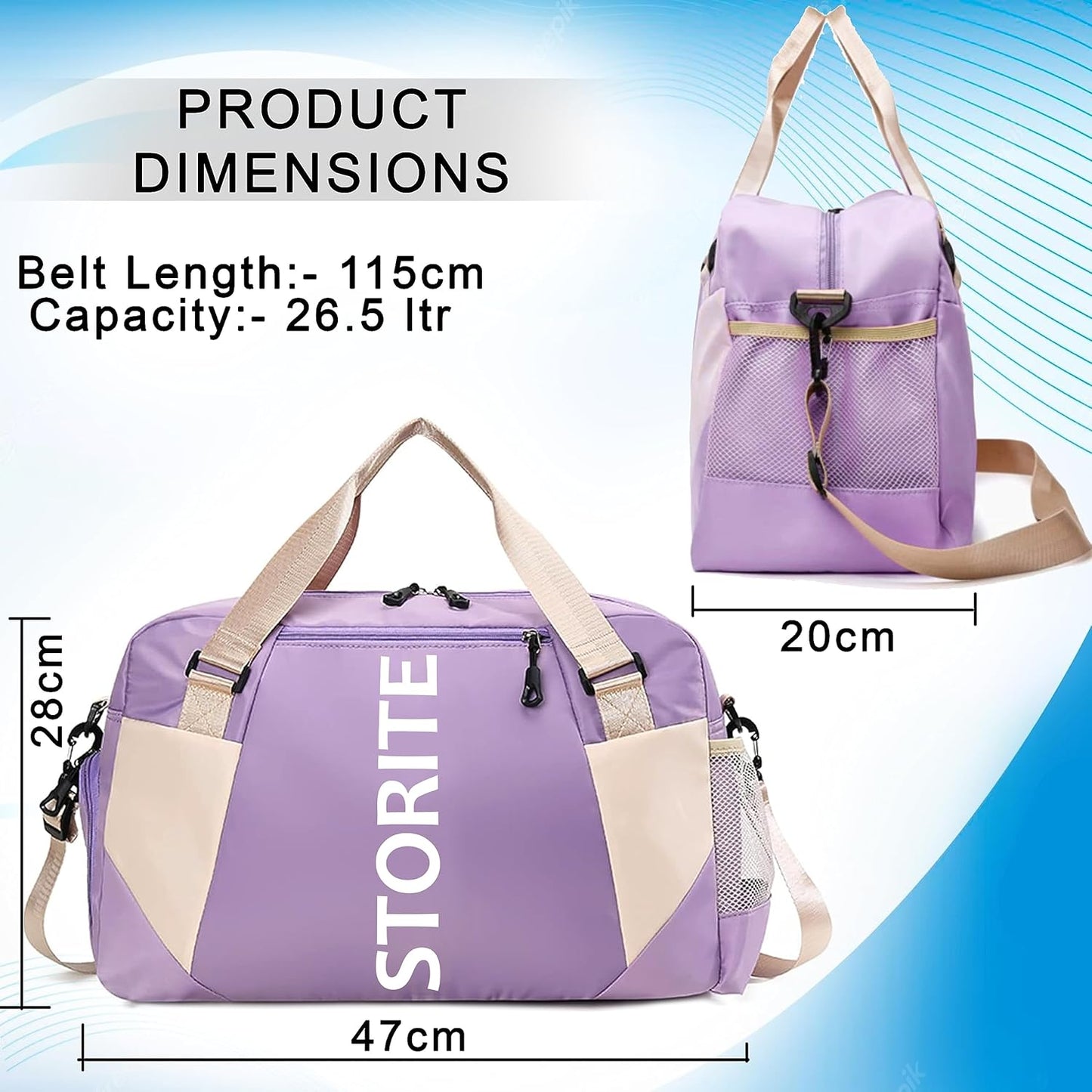 Storite Nylon 47 Cm Imported Travel Duffle Bag Stylish Weekender Overnight Luggage Bag for Women Purple