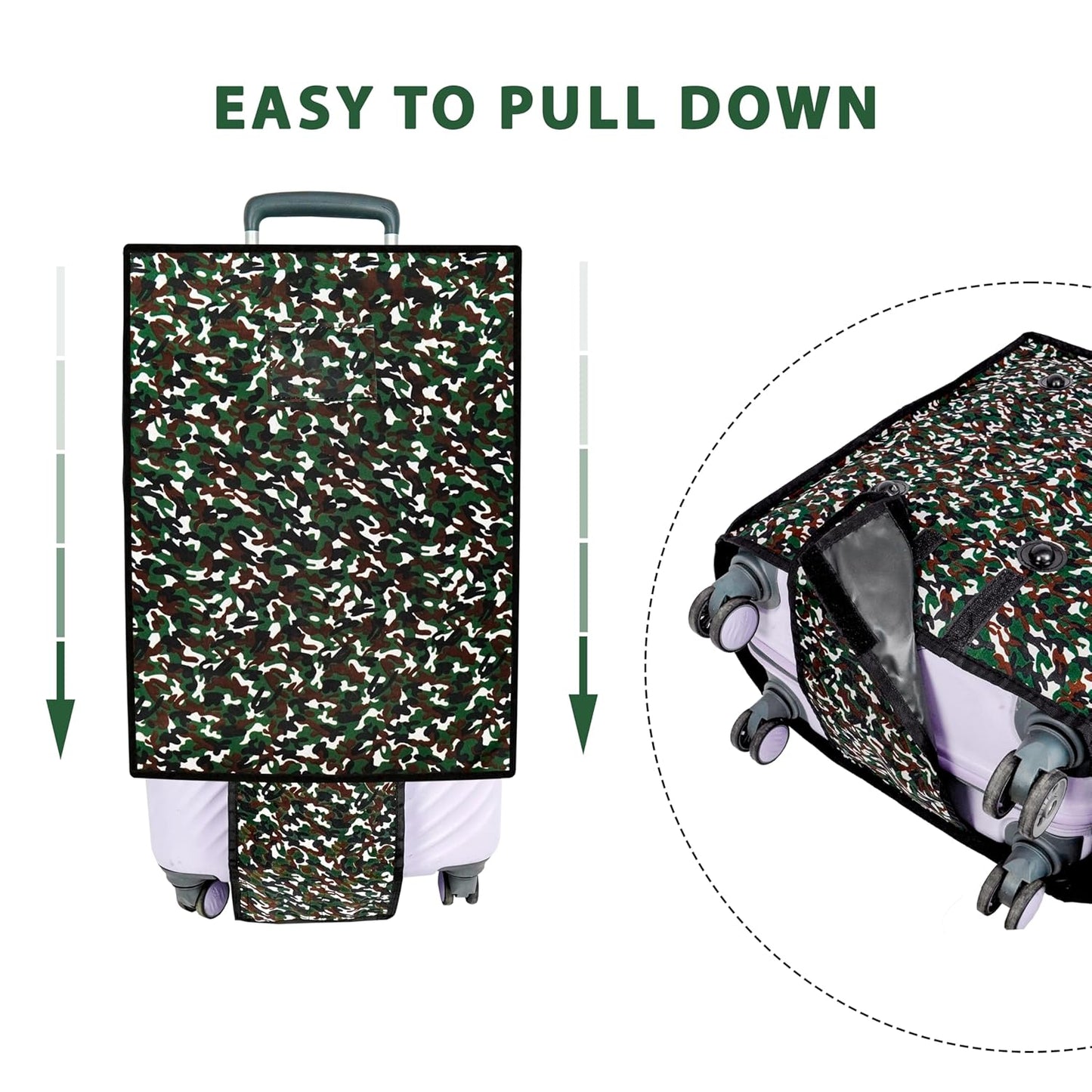 Storite Combo of 3 Zippered Military Print Trolley Bag Cover/Suitcase Bag Cover/Waterproof Dustproof Luggage Bag Cover with Transparent ID Pocket for Wheeled Luggage Bags (28 inch,24 inch,20inch)