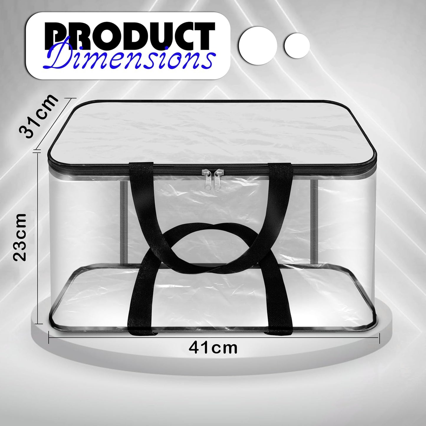 Storite Pack Of 2 Transparent PVC Clothes Storage Bags/Saree Covers with Zip for Storage Specially Design for Woman Dresses, Sarees, Lehengas | Wardrobe Organizer (41 x 31 x 23 cm)