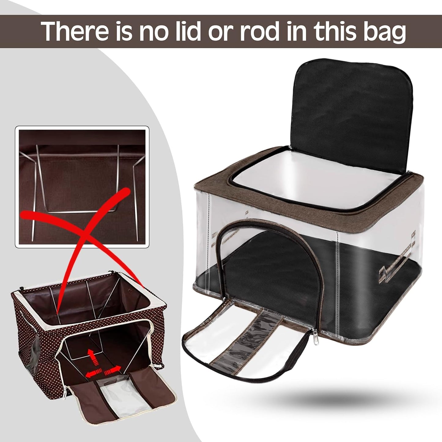 Storite 2 Pack Nylon 33 L PVC Transparent Moisture Proof Storage box for Clothes Closet Wardrobe Organizer for Clothes Saree Bags with Carry Handle - (Brown, 44 x 31 x 24 cm)