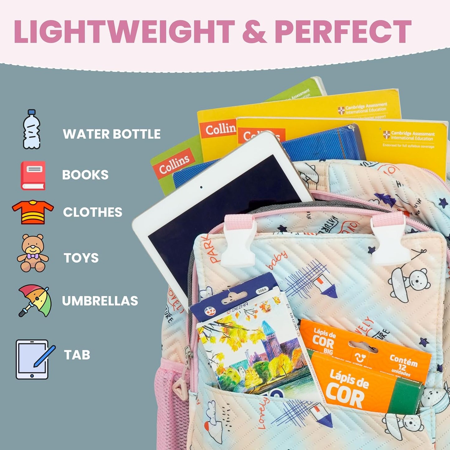 Storite 3 in 1 Combo Backpack for Kids Girls Stylish Durable Water-Resistant Backpack Shoulder School Bags Great for Birthdays Gifts