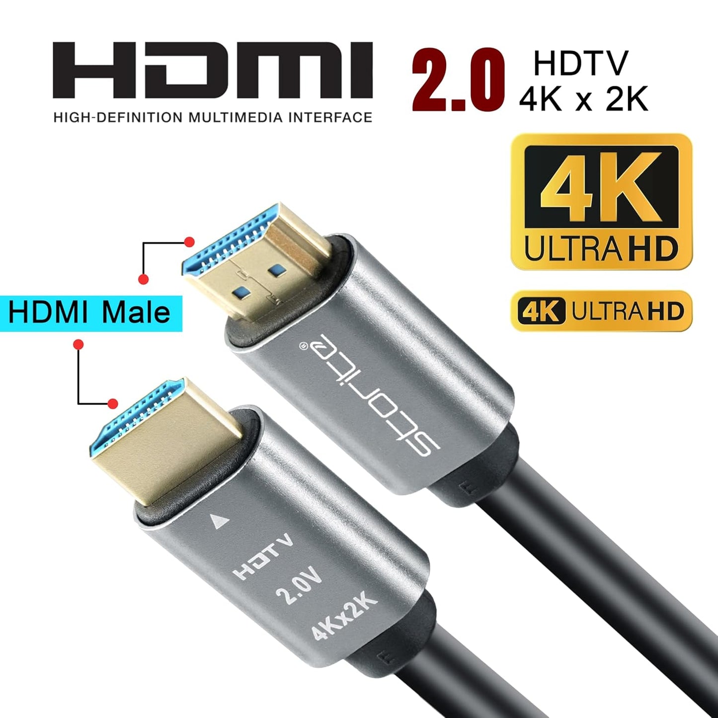 Storite 20 Meter 4K HDMI 2.0V Cable With Ethernet, 4K@60Hz Ultra HD 2160P Resolution, 3D Supported, 18Gbps High Speed Data Transmission, Compatible with Laptop, TV, Gaming Box, Projector