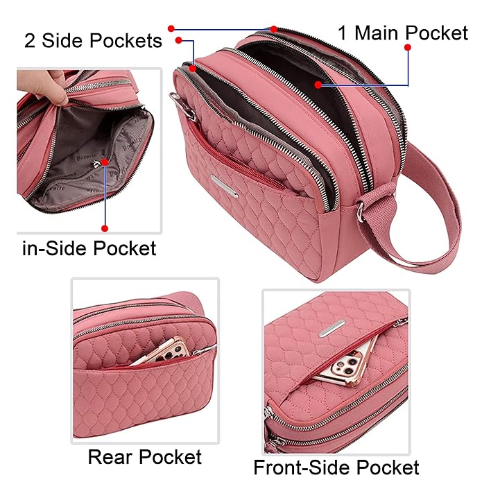 Storite Women's Lightweight Crossbody Small Shoulder Bag Cell Phone Purses, Faux Leather Sling Type Bag With Adjustable Strap - (Pink,22x11x15 Cm)