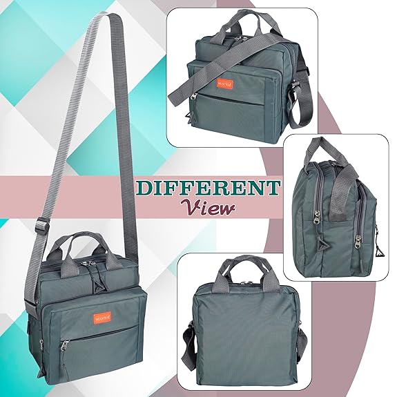Storite Stylish Padded Nylon Small Sling Cross Body Travel Office Messenger One Side Shoulder Handbag Bag for Men & Women (22.5cm x 9.5cm x 22.5 cm, Dark Grey)