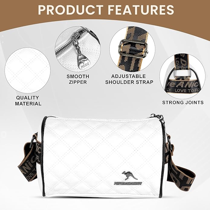 Storite Small PU Leather Women Tote Bag, Stone Pattern fashionable & Party Sling Bag, Shoulder Crossbody Bag with Adjustable Strap-White