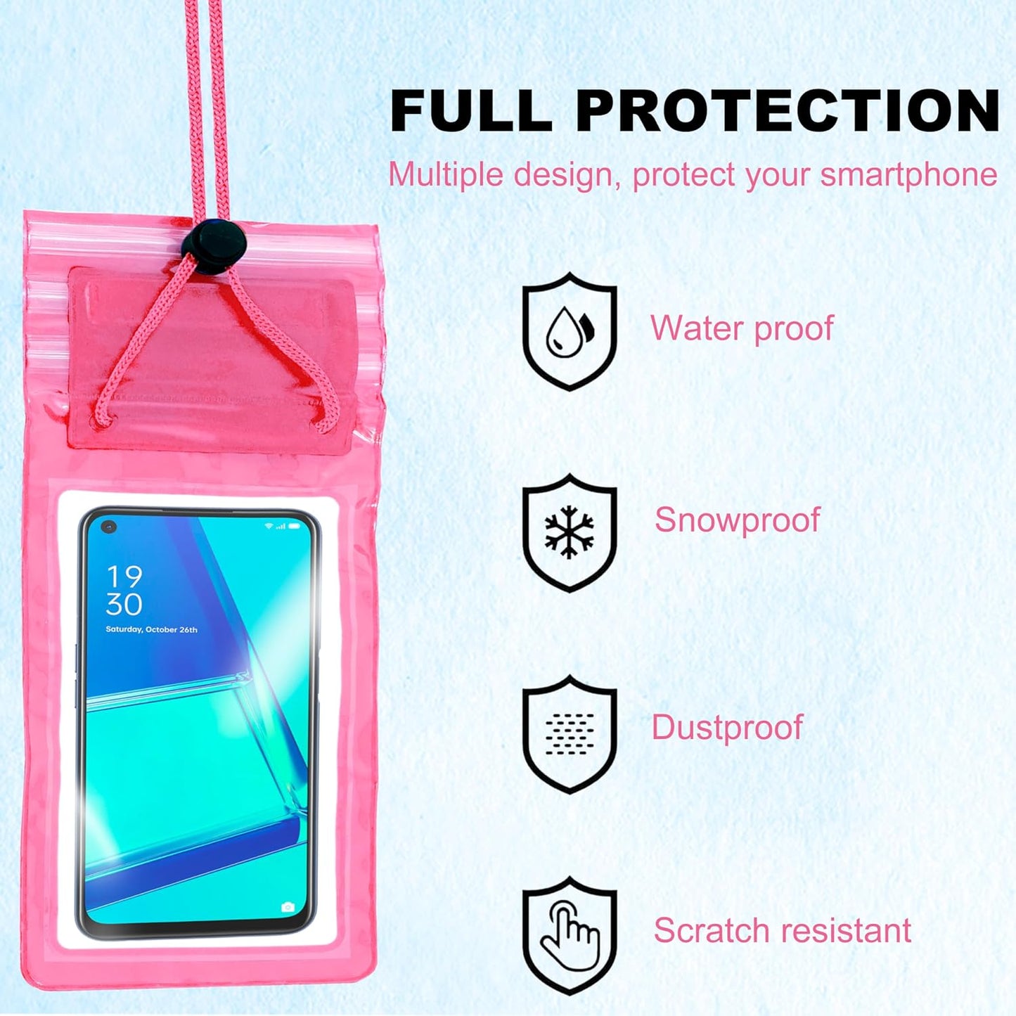 Storite 5-Pack Universal Waterproof Sealed Mobile Pouch Pvc Transparent Rain Protection Cover Up To 7 Inches For Smartphones(Multi Colour)