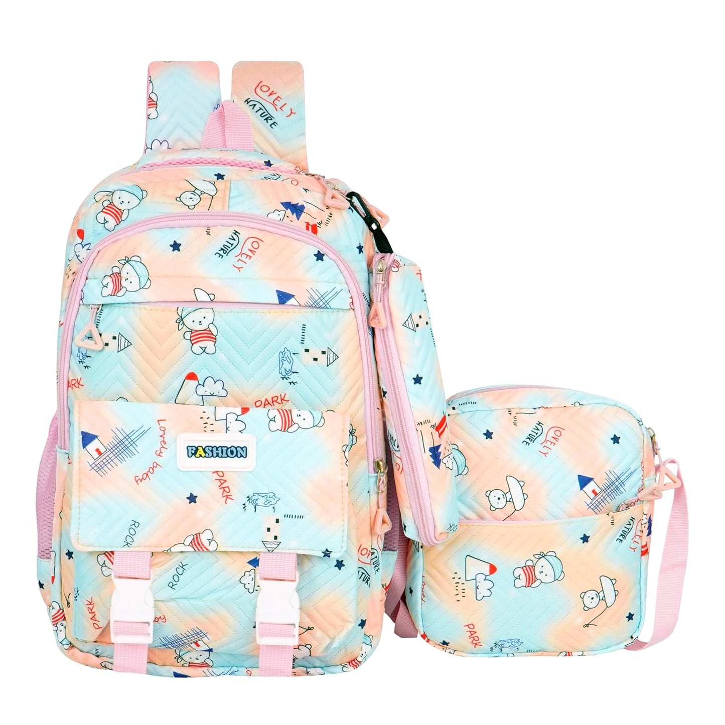 Storite 3 in 1 Combo Backpack for Kids Girls Stylish Durable Water-Resistant Backpack Shoulder School Bags Great for Birthdays Gifts