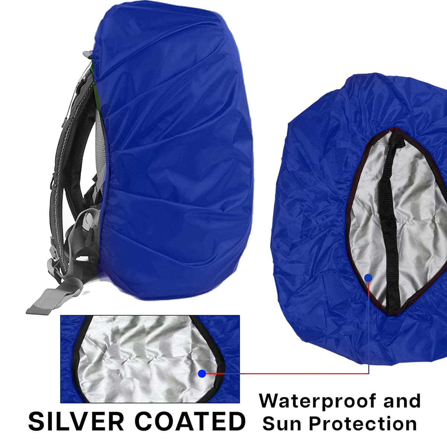 Storite Dust & Rain Cover For Standard Backpack With Pouch, Waterproof Dustproof Rain Cover Bag Elastic Adjustable For School, College,Office, Trekking Bags (30L-35L,Blue)