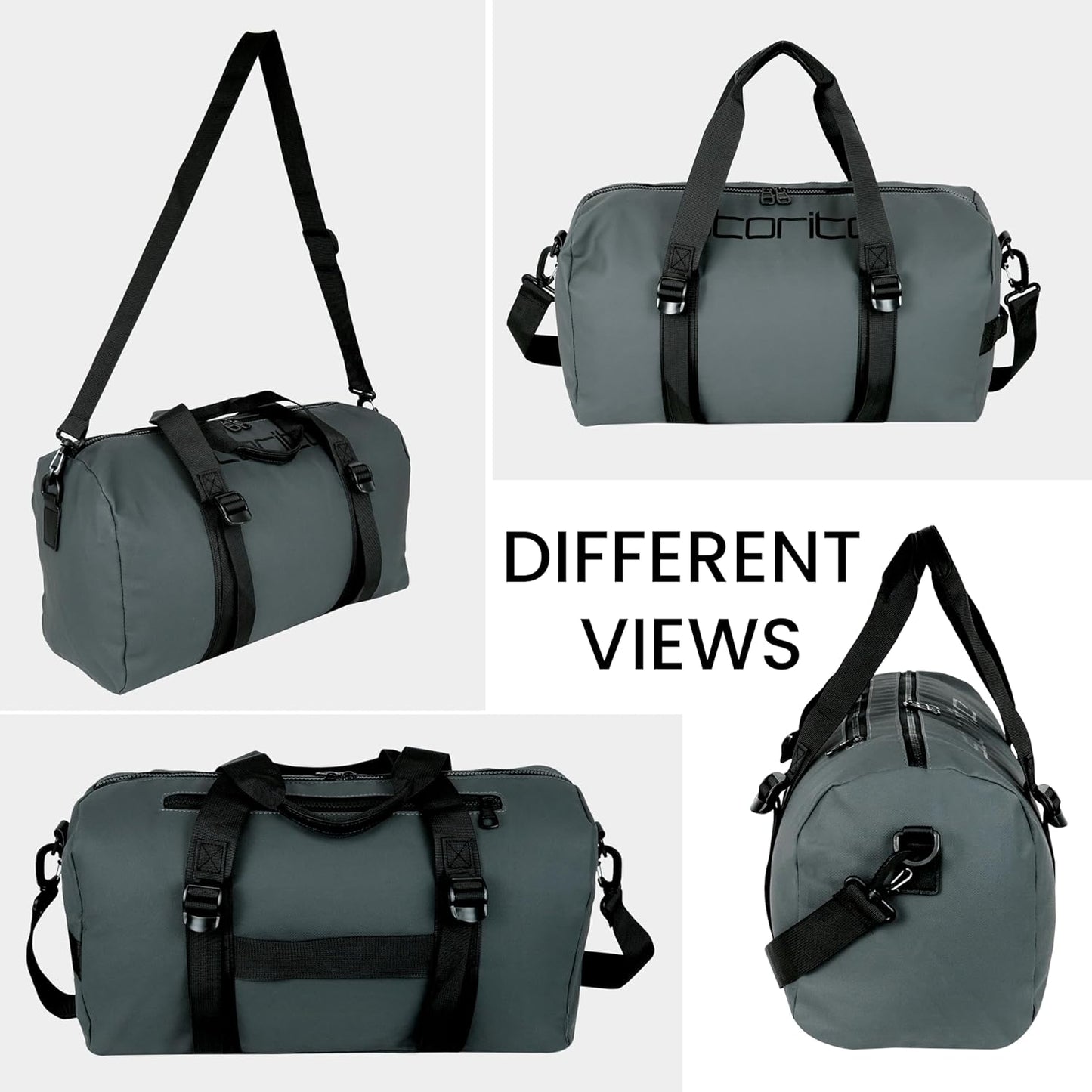 Storite Nylon 43 Cm Imported Multi Purpose Travel Duffle Bag for Women with Dry and Wet Pocket, Lightweight Waterproof Backpack Carry Luggage Bag (Grey, 43 x 20 x 24 cm)
