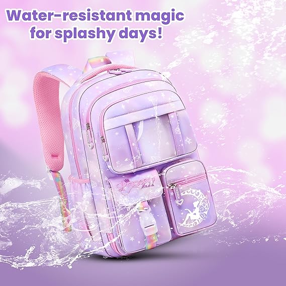 Storite School Backpacks for Girls Stylish Bags for Girls Kids 7-12 Years Old Cartoon Water Resistant Backpack Durable Burden Relief School Bag Birthday