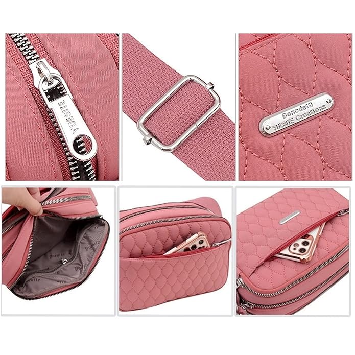 Storite Women's Lightweight Crossbody Small Shoulder Bag Cell Phone Purses, Faux Leather Sling Type Bag With Adjustable Strap - (Pink,22x11x15 Cm)