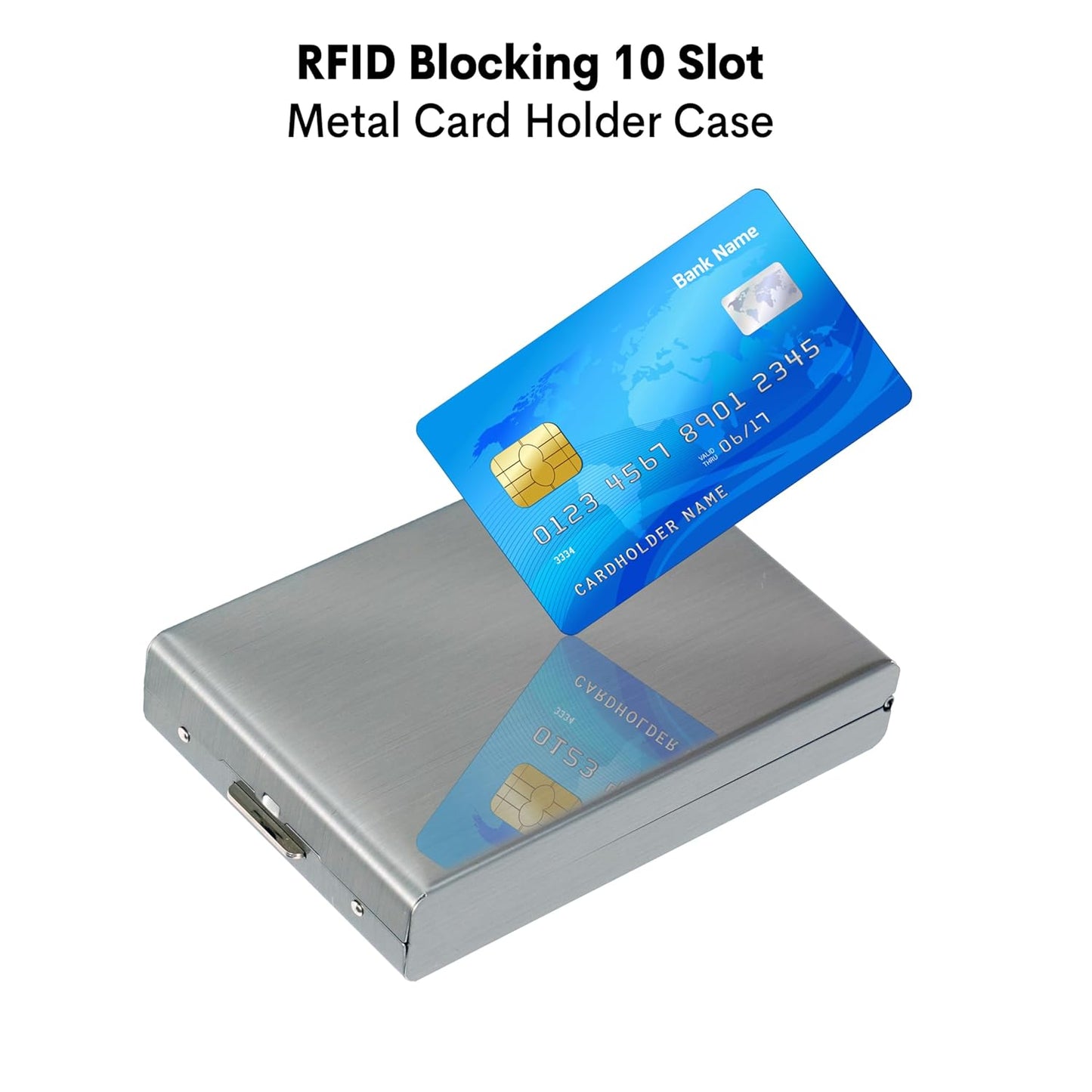 Storite 10 Slot RFID Blocking Metal Card Holder Wallet - Silver