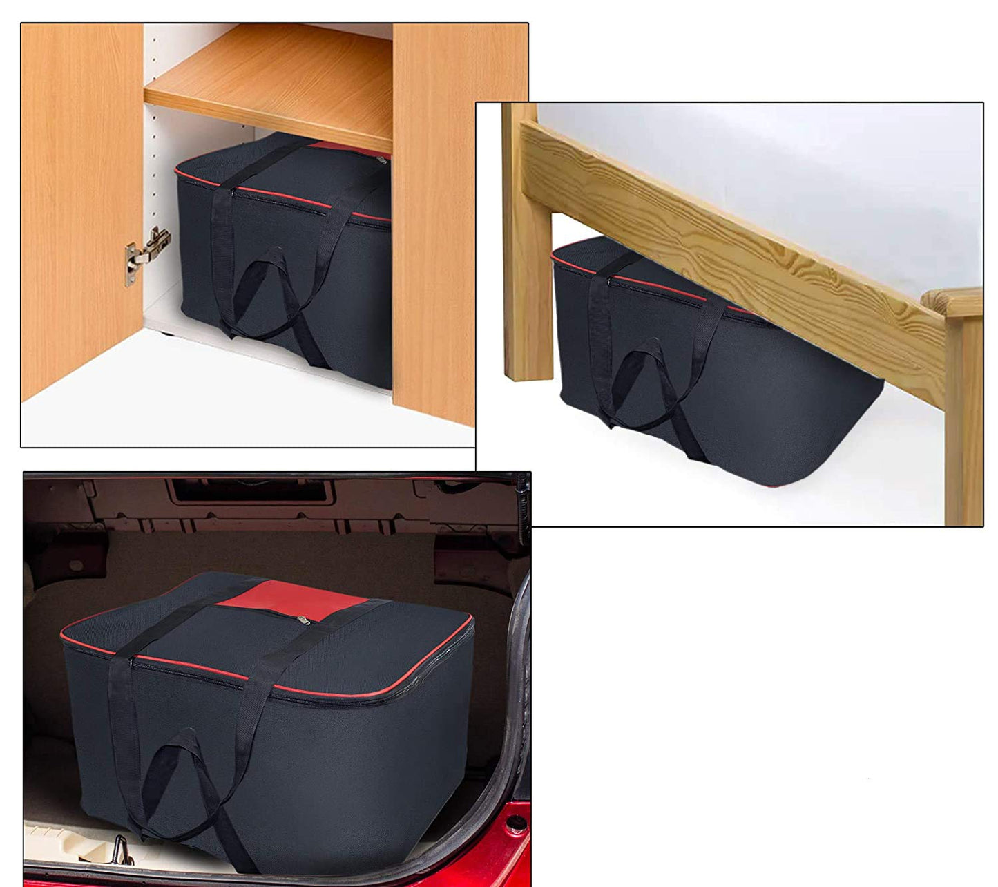 Storite 4 Pack Rectangular Nylon Underbed Storage Bags - Moisture-Proof, Large Size - Black