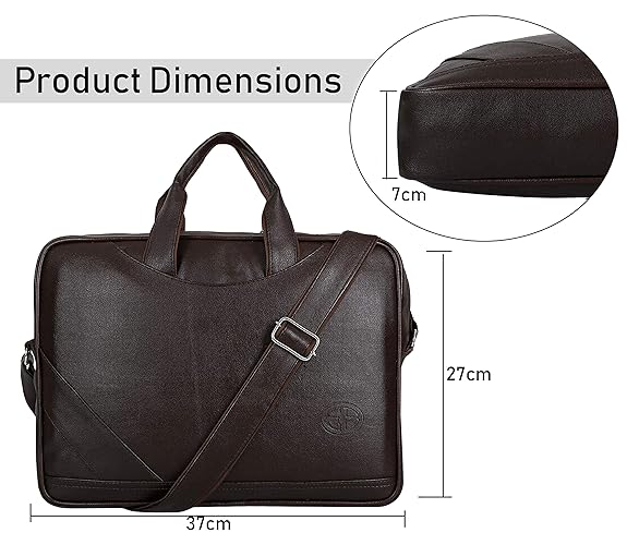 Storite PU Leather Expanded 14 Inch Laptop Shoulder Messenger Sling Office Business Travel Bag for Men & Women