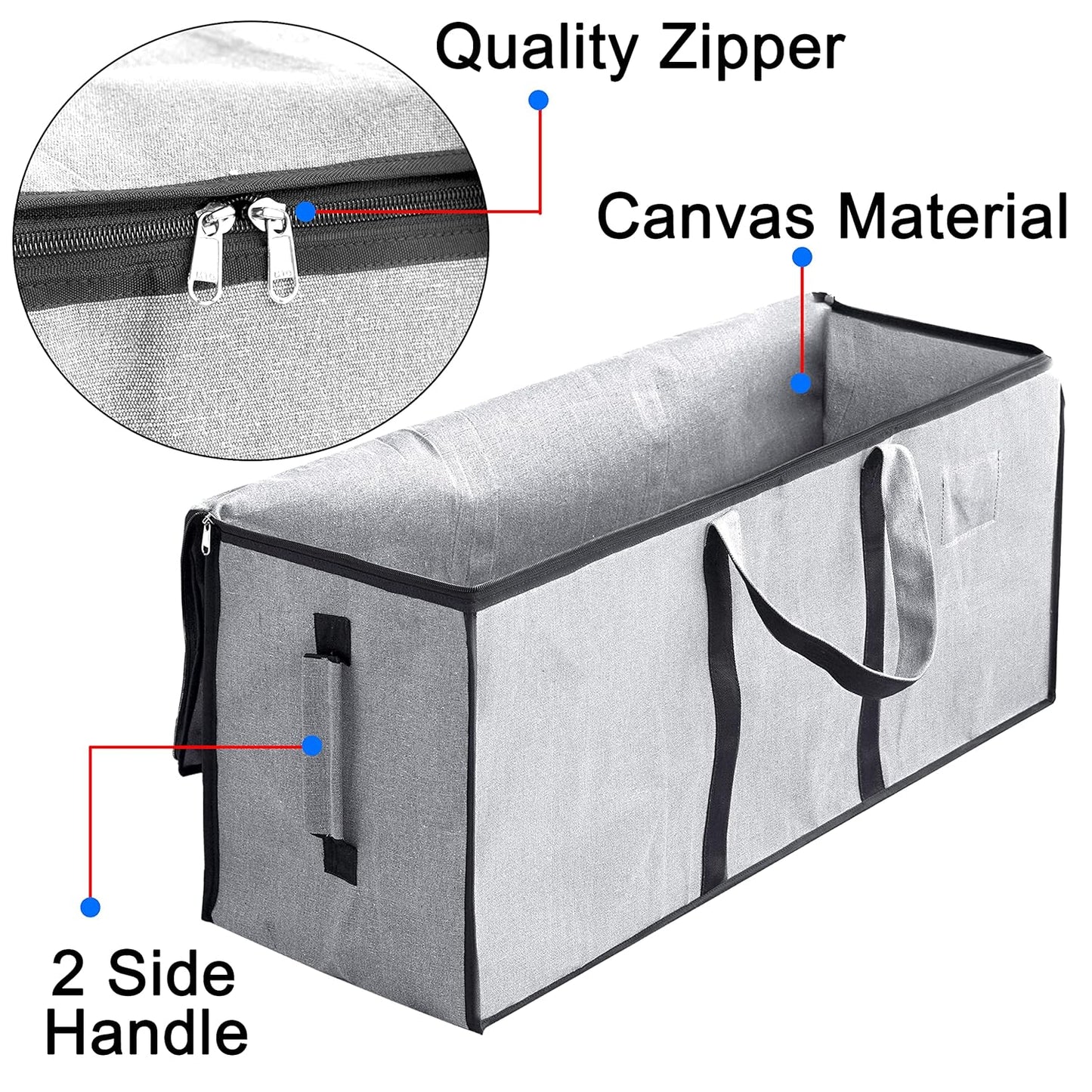 Storite Multi-Purpose Heavy Duty Moisture Proof 90 Litres Canvas Super-Size Jumbo Storage Bag/Toys/Blankets/Stationery/Clothes/Moving bags With Strong Reinforced Handles Rectangular(87x36x28cm), Grey