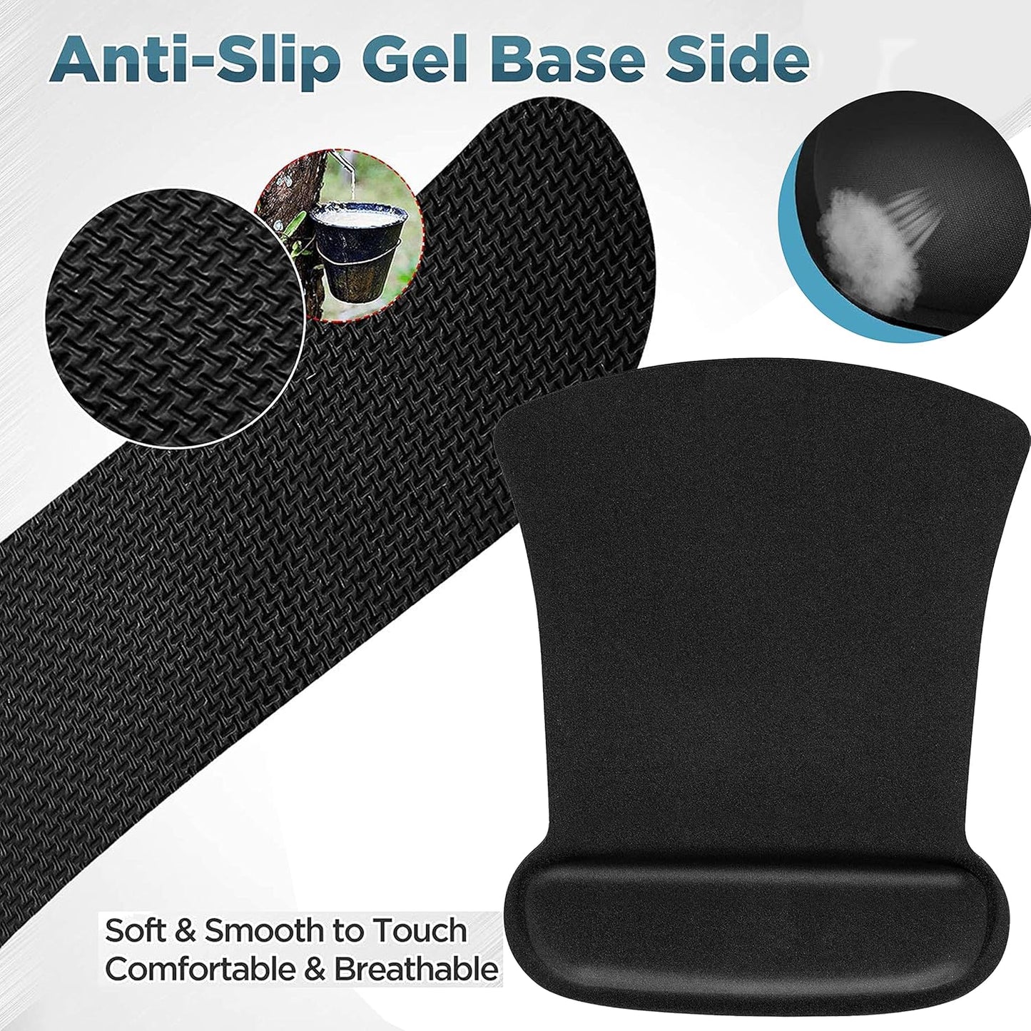Storite 2in1 Mouse Pad with Wrist Support and Keyboard Wrist Rest Support with Non Slip Rubber Base Set for Computer Laptop Mac, Easy Typing & Pain Relief (Black)