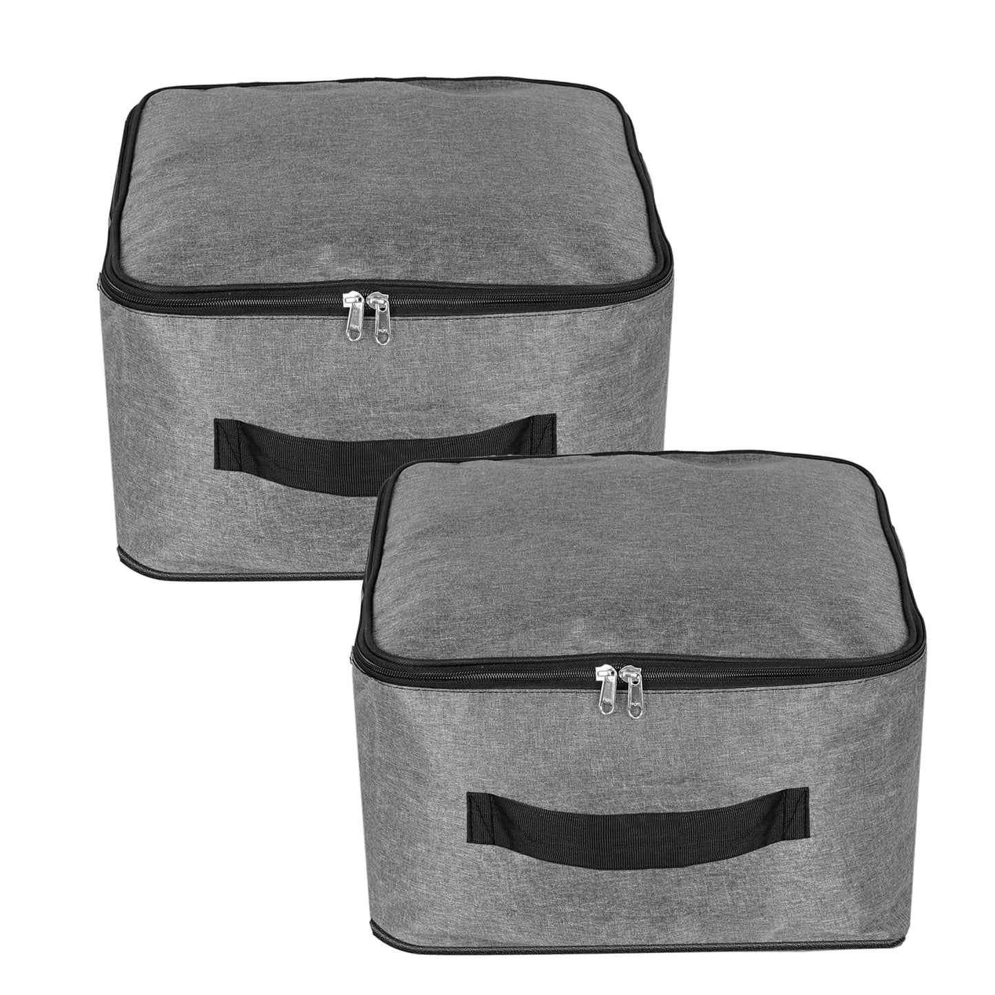 Storite 2 Pack Nylon Wardrobe Bag Underbed Moisture Proof Cloth Storage Organizer, Storage box for Clothes Saree Bags with Zippered Closure & Handle (Grey, 40x35x23 cm)