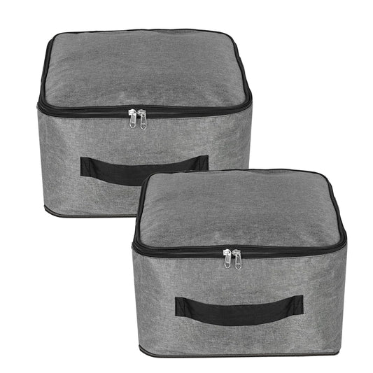 Storite 2 Pack Nylon Wardrobe Bag Underbed Moisture Proof Cloth Storage Organizer, Storage box for Clothes Saree Bags with Zippered Closure & Handle (Grey, 40x35x23 cm)