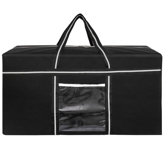 Storite Extra Large 128 L Nylon Moisture Proof Multipurpose Heavy Duty Toys Storage Bag/Stationery/Blankets/Clothes/Moving Bags With Strong Reinforced Handles Rectangular - Black