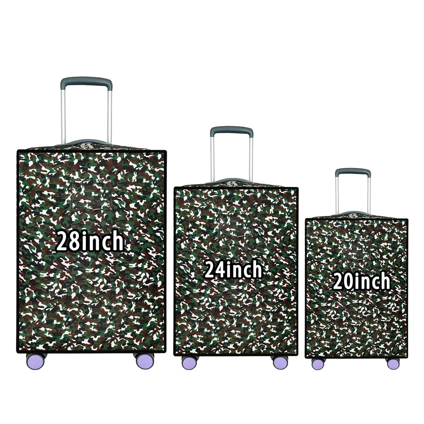 Storite Combo of 3 Zippered Military Print Trolley Bag Cover/Suitcase Bag Cover/Waterproof Dustproof Luggage Bag Cover with Transparent ID Pocket for Wheeled Luggage Bags (28 inch,24 inch,20inch)