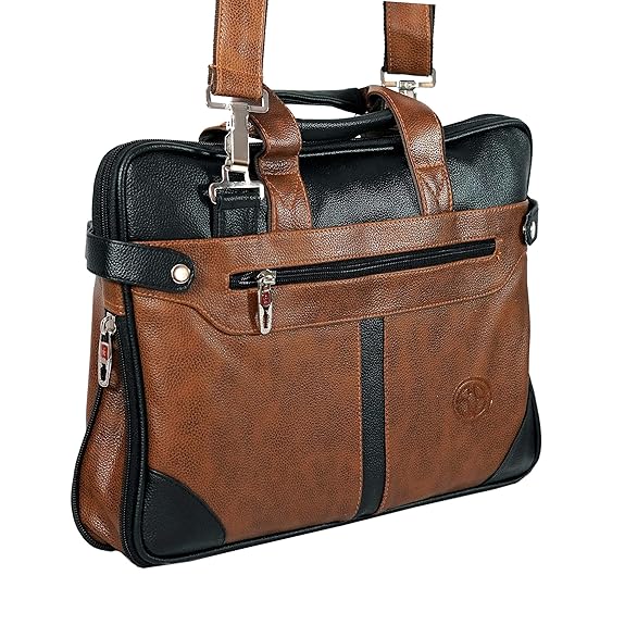 Storite Mystic Unisex Adult Men's Laptop Bag 15.6 inch Side Shoulder Briefcase Satchel Messenger Business Bags for Men & Women Front Pocket for Laptop Accessories (Brown)