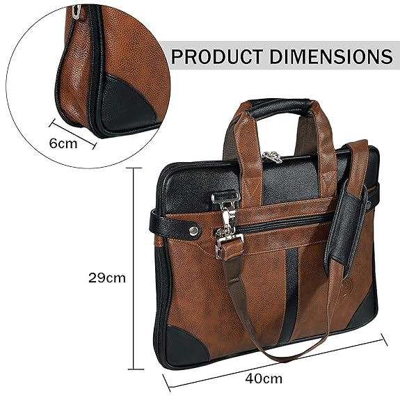 Storite Mystic Unisex Adult Men's Laptop Bag 15.6 inch Side Shoulder Briefcase Satchel Messenger Business Bags for Men & Women Front Pocket for Laptop Accessories (Brown)