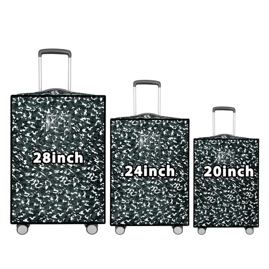 Storite Combo of 3 Zippered Military Print Trolley Bag Cover/Suitcase Bag Cover/Waterproof Dustproof Luggage Bag Cover with Transparent ID Pocket for Luggage Bags (28 inch, 24 inch, 20inch - Grey)