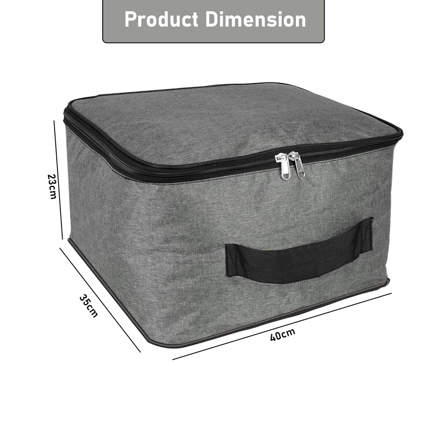 Storite 2 Pack Nylon Wardrobe Bag Underbed Moisture Proof Cloth Storage Organizer, Storage box for Clothes Saree Bags with Zippered Closure & Handle (Grey, 40x35x23 cm)