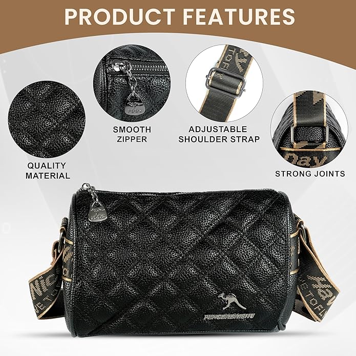 Storite Small PU Leather Women Tote Bag, Stone Pattern fashionable & Party Sling Bag, Shoulder Crossbody Bag with Adjustable Strap-Black