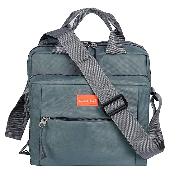 Storite Stylish Padded Nylon Small Sling Cross Body Travel Office Messenger One Side Shoulder Handbag Bag for Men & Women (22.5cm x 9.5cm x 22.5 cm, Dark Grey)