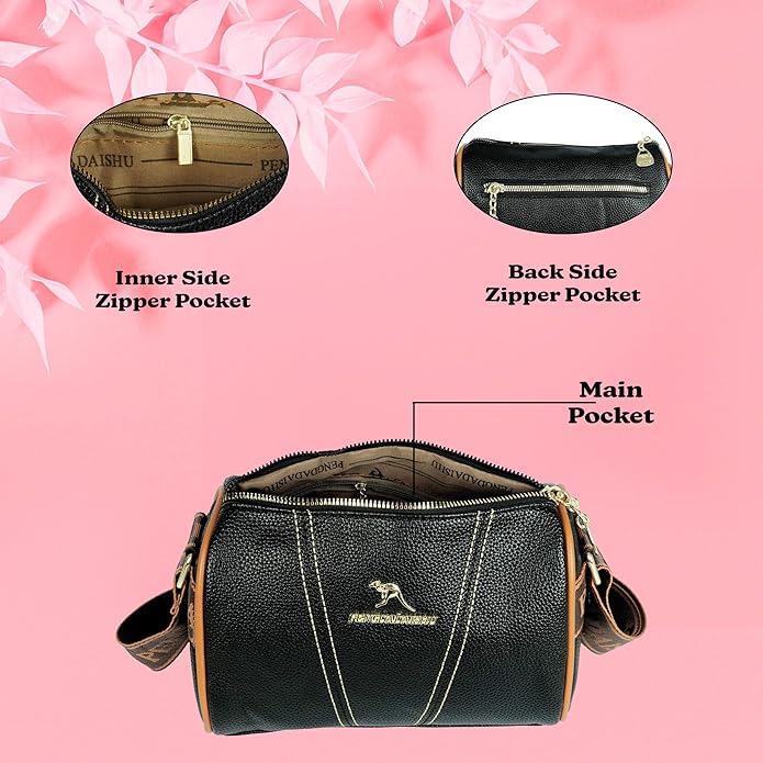 Storite Small Leathe Crossbody Tote Handbag for Women – Stylish, Spacious & Versatile with Adjustable Strap and Zip Closure, Perfect for Work & Travel - Black