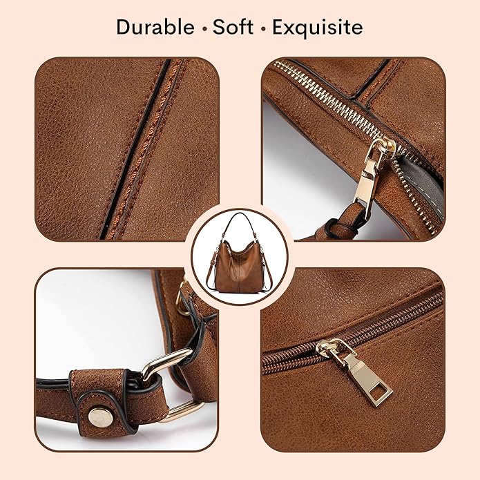 Storite Women's Faux Leather Shoulder Handbags Hobo Bag BigTote Bag for Office and College with Long Strap–,30x13x32cm