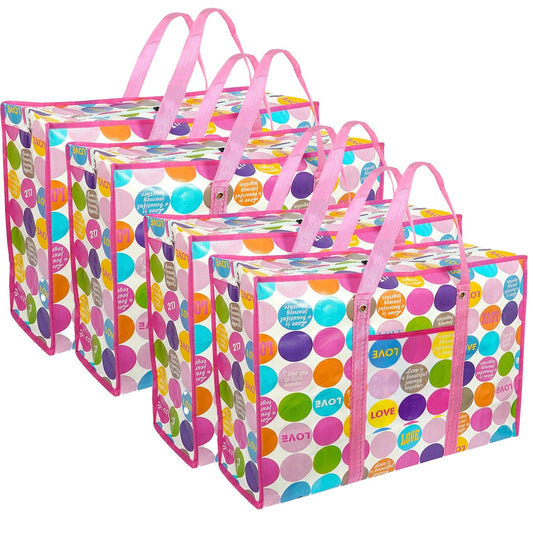 Storite 4 Pack 51 L Multi-Purpose Heavy Duty Moisture Proof Underbed Storage Bag/Toys/Stationery Paper/Clothes Storage Bag with Strong Handle (Pink, 44x20x59 cm)