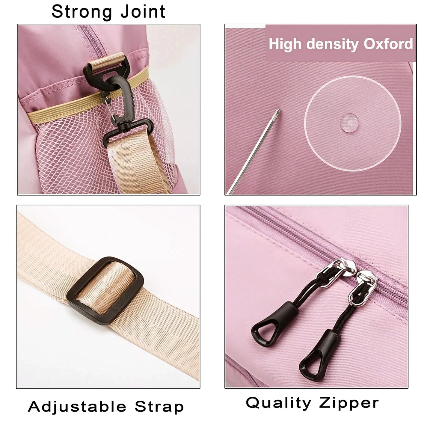 Storite Nylon 47 Cm Imported Travel Duffle Bag Stylish Weekender Overnight Luggage Bag for Women Pink